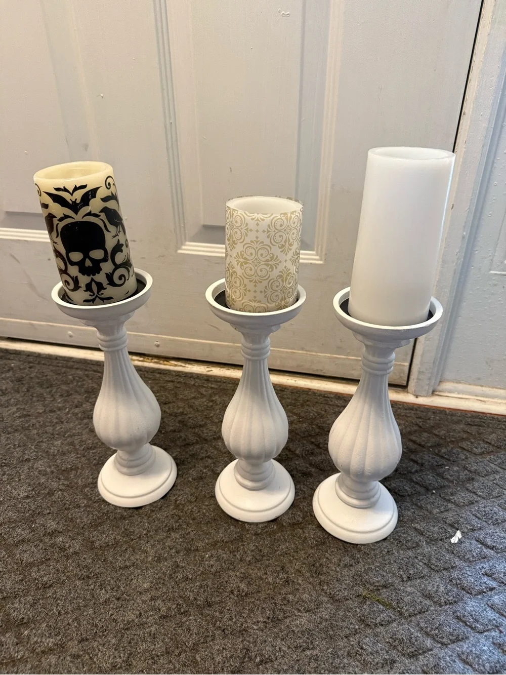 White Decorative Triple Candle Holder - Home Accents